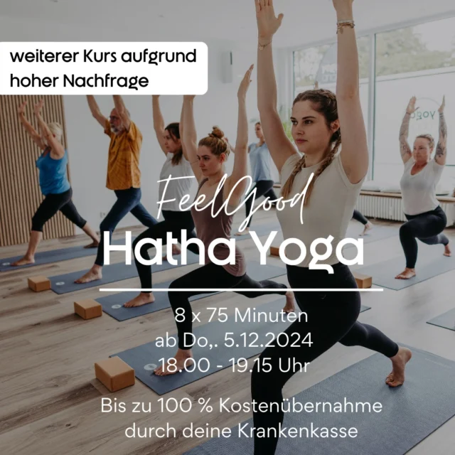 Get ready for FeelGood Yoga - weiterer Kurs in Wietze ab 12/24 💆 💪

Aufgrund der hohen Nachfrage biete ich einen weiteren FeelGoood Yogakurs an 👉Deine perfekte Gelegenheit dem Alltag zu entfliehen! Durch Hatha Yoga findest du nicht nur körperliche und mentale Harmonie, sondern auch Stärke, Flexibilität und inneren Frieden. Sehnst du dich nach mehr FeelGood Vibes im Alltag? Dann komm zu mir ins studio ahoi 🙋‍♀️

💡 Egal, ob du Anfänger:in oder Fortgeschrittene:r bist – dieser Kurs ist für alle Level geeignet und wird von den Krankenkassen bis zu 100% bezuschusst.

📅 Start 5.12.2024
⏰ donnerstags, 18.00 Uhr
📍yoga ahoi | Wietze

🖥️ Melde dich einfach über meine Webseite an: https://yogaahoi.com/yoga/

#yogaincelle #YogaInWietze #PräsenzYoga #InnerBalance #YogaJourney #YogaVorOrt #landkreiscelle #yogaincelle