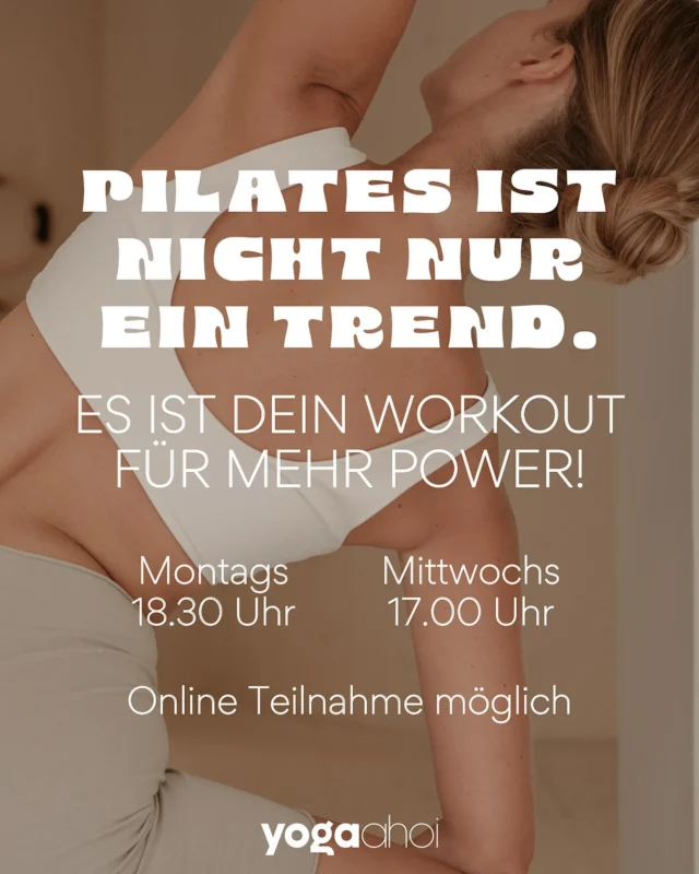 ✨ NEU ✨

Ab sofort gibt’s meinen Pilates-Kurs nicht nur montags um 18:30 Uhr, sondern auch mittwochs um 17:00 Uhr – live bei Yoga ahoi in Wietze oder ganz bequem online von Zuhause 🧘‍♀️💻

👉 Sei dabei, stärke deinen Körper, finde deine Mitte & nimm dir deine Auszeit!

Anmeldung über yogaahoi.com ✨

#pilatesonline #pilatesathome #onlinepilates #pilatesfüralle #bewegungzuhause #onlineworkout #pilateskurs #fitvonzuhaus #yogaahoi #pilatesflow #bewegungimalltag #pilatestraining #pilateszeit #onlinefitness #pilatesliebe #workout #onlineworkout #motivation #pilatesgirl #strongwomenrock